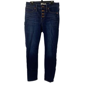 Madewell 9” Mid Rose Skinny Ankle Jeans Size 26P Exposed Button Fly Jeans